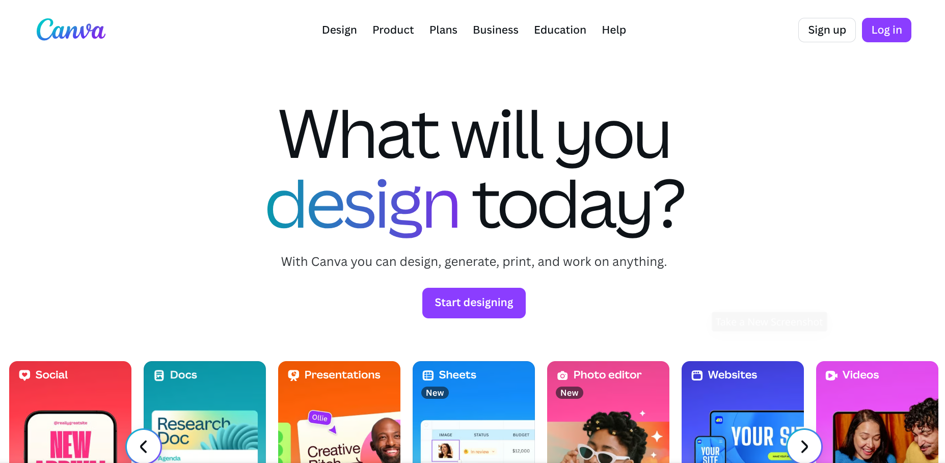 Canva Homepage
